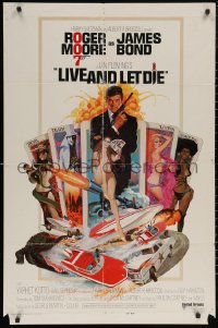 5x1188 LIVE & LET DIE East Hemi 1sh 1973 Robert McGinnis art of Roger Moore as James Bond!