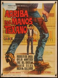 5x0069 ARRIBA LAS MANOS TEXANO Mexican poster 1969 Rodolfo De Anda, cool western gunfight art!