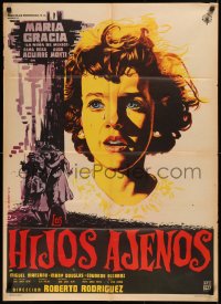 5x0111 LOS HIJOS AJENOS Mexican poster 1959 Roberto Rodriguez, A.M. Cacho art of sad child!