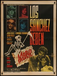 5x0112 LOS SANCHEZ DEBEN MORIR Mexican poster 1966 Miguel M. Delgado, Javier Solis in title role!