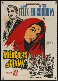 5x0118 MIERCOLES DE CENIZA export Mexican poster 1958 Mendoza art of Maria Felix with Lent cross on head!