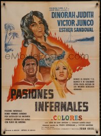 5x0122 PASIONES INFERNALES Mexican poster 1969 Juan Orol, Infernal Passions, different sexy art!