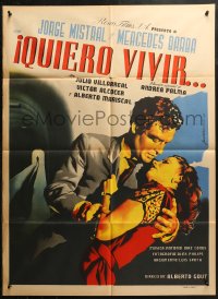5x0126 QUIERO VIVIR Mexican poster 1953 art of Jorge Mistral & Meche Barba by Juanino!
