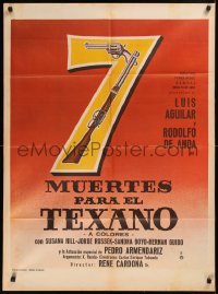 5x0130 SIETE MUERTES PARA EL TEXANO Mexican poster 1971 Rene Cardona, seven deaths for a Texan!
