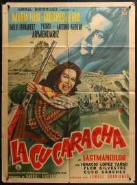 5x0131 SOLDIERS OF PANCHO VILLA Mexican poster 1960 cool art of sexy Maria Felix by Manno!