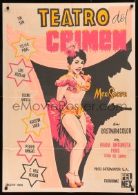 5x0134 TEATRO DEL CRIMEN export Mexican poster 1957 sexy different full-length art of Maria Pons!