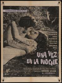 5x0139 UNA VEZ EN LA NOCHE Mexican poster 1971 Joaquin Cordero, Jose Alonso, very sexy design!