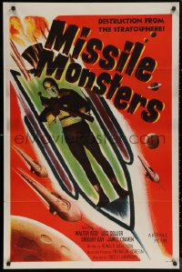 5x1255 MISSILE MONSTERS 1sh 1958 aliens bring destruction from the stratosphere, wacky sci-fi art!