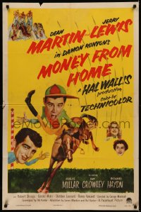 5x1260 MONEY FROM HOME 2D 1sh 1954 Dean Martin with wacky horse jockey Jerry Lewis, Damon Runyon!