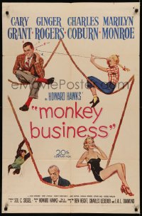 5x1261 MONKEY BUSINESS 1sh 1952 Cary Grant, Ginger Rogers, sexy Marilyn Monroe, Charles Coburn