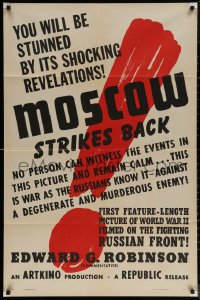 5x1265 MOSCOW STRIKES BACK style B 1sh 1942 WWII documentary made when Russia was our ally, rare!
