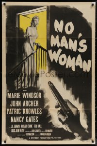 5x1296 NO MAN'S WOMAN 1sh 1955 cool art of gun pointing at sleazy smoking bad girl Marie Windsor!