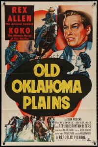 5x1305 OLD OKLAHOMA PLAINS 1sh 1952 artwork of Rex Allen and Koko, miracle horse!