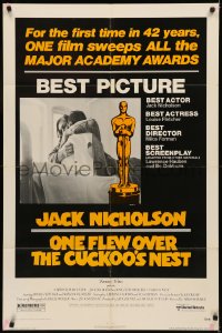 5x1316 ONE FLEW OVER THE CUCKOO'S NEST awards 1sh 1975 Nicholson & Sampson, Forman, Best Picture!