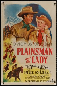 5x1340 PLAINSMAN & THE LADY 1sh 1946 art of Wild Bill Elliott & Vera Ralston, Pony Express!