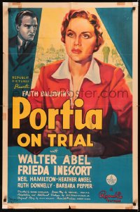 5x1349 PORTIA ON TRIAL 1sh 1937 great close up artwork of pretty female lawyer Frieda Inescort!