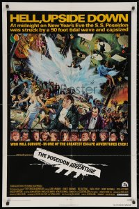 5x1350 POSEIDON ADVENTURE 1sh 1972 art of Gene Hackman & cast escaping by Mort Kunstler!