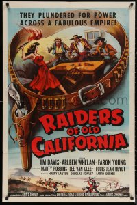 5x1367 RAIDERS OF OLD CALIFORNIA 1sh 1957 Jim Davis, Lee Van Cleef, great gun belt and pistol art!