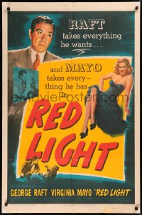 5x1376 RED LIGHT 1sh 1949 strong-arm George Raft baits his trap w/sexy blonde Virginia Mayo!