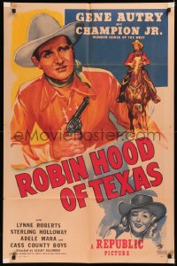 5x1390 ROBIN HOOD OF TEXAS 1sh 1947 smiling Gene Autry with gun, Sterling Holloway, Lynne Roberts