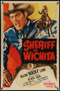 5x1428 SHERIFF OF WICHITA 1sh 1949 cool artwork of Sheriff Allan Rocky Lane w/stallion Black Jack!