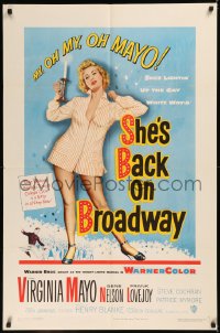 5x1426 SHE'S BACK ON BROADWAY 1sh 1953 full-length sexy Virginia Mayo in skimpy outfit!