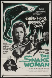 5x1441 SNAKE WOMAN 1sh 1961 sexy serpent-girl Susan Travers terrorizes town, cool art!