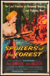 5x1456 SPOILERS OF THE FOREST 1sh 1957 Vera Ralston in the last frontier of untamed women, cool art!