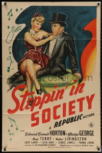 5x1472 STEPPIN' IN SOCIETY 1sh 1945 Edward Everett Horton in top hat with sexy Gladys George!