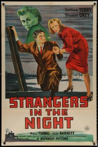 5x1481 STRANGERS IN THE NIGHT 1sh 1944 cool art of William Terry & Virginia Grey, ultra rare!