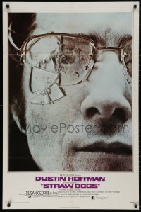 5x1482 STRAW DOGS 1sh 1972 directed by Sam Peckinpah, c/u of Dustin Hoffman w/broken glasses!