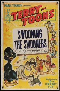 5x1514 TERRY-TOONS 1sh 1940 cool art of Dinky Duck, Paul Terry , 1945's Swooning the Swooners!