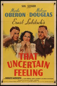 5x1516 THAT UNCERTAIN FEELING 1sh 1941 Lubitsch, Merle Oberon between Douglas & Meredith!