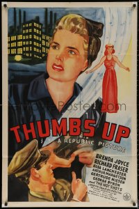 5x1525 THUMBS UP 1sh 1943 American Brenda Joyce in England singing & working in WWII factory!