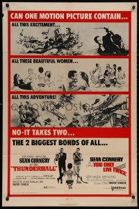 5x1528 THUNDERBALL/YOU ONLY LIVE TWICE 1sh 1971 Sean Connery's two biggest James Bonds of all!