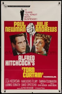 5x1540 TORN CURTAIN 1sh 1966 Paul Newman, Julie Andrews, Hitchcock tears you apart w/suspense!