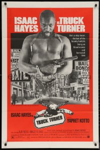 5x1546 TRUCK TURNER 1sh 1974 AIP, cool image of bounty hunter Isaac Hayes with gun, flat finish!