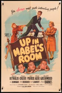5x1553 UP IN MABEL'S ROOM 1sh 1944 wacky artwork of Marjorie Reynolds, Dennis O'Keefe & Gail Patrick