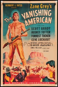 5x1556 VANISHING AMERICAN 1sh 1955 Zane Grey, art of barechested Navajo Scott Brady!