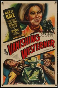 5x1557 VANISHING WESTERNER 1sh 1950 great artwork images of cowboy Monte Hale fighting bad guys!