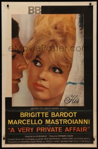 5x1559 VERY PRIVATE AFFAIR 1sh 1962 Louis Malle's Vie Privee, c/u of sexiest Brigitte Bardot!