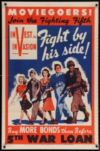 5x1268 MOVIEGOERS JOIN THE FIGHTING FIFTH 27x41 WWII war poster 1944 join fighting 5th, Gustavson!