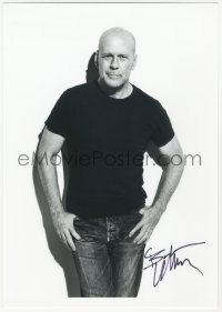 5y0143 BRUCE WILLIS signed 8.25x11.75 REPRO still 2010s great portrait wearing jeans & T-shirt!