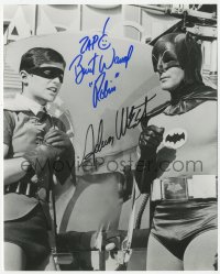 5y0745 ADAM WEST/BURT WARD signed 8x10 REPRO still 1980s close up in costume as Batman & Robin!