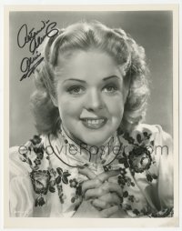 5y0748 ALICE FAYE signed 8x10 REPRO still 1980s smiling head & shoulders portrait w/ hands clasped!
