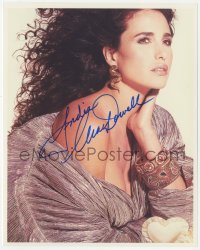 5y0680 ANDIE MACDOWELL signed color 8x10 REPRO still 2000s sexy portrait with flowing dress & hair!