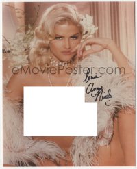 5y0682 ANNA NICOLE SMITH signed color 8x10 REPRO still 1990s sexy & completely nude w/feather boa!