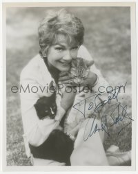 5y0755 ANNE BAXTER signed 8x10.25 REPRO still 1980s great portrait with cats later in her career!