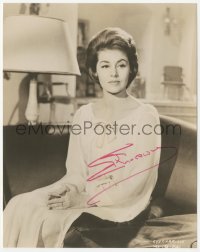 5y0423 CYD CHARISSE signed 7.25x9.25 still 1960s close up seated portrait wearing nightgown!