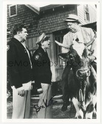 5y0781 DON KNOTTS signed 8x10 REPRO still 1980s as Barney Fife with Otis & Andy Griffith!